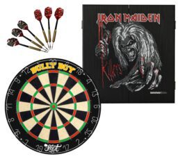 Shot Darts Michael Smith Dart Board + Winmau Iron Maiden Killers Cabinet + Darts