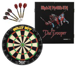Shot Darts Michael Smith Dart Board + Winmau Iron Maiden Trooper Cabinet + Darts