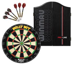 Shot Darts Michael Smith Bully Boy Dart Board + Winmau Pro Line Cabinet + Darts