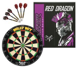 Shot Darts Michael Smith Bully Boy Dart Board + Peter Wright Snakebite Cabinet + Darts