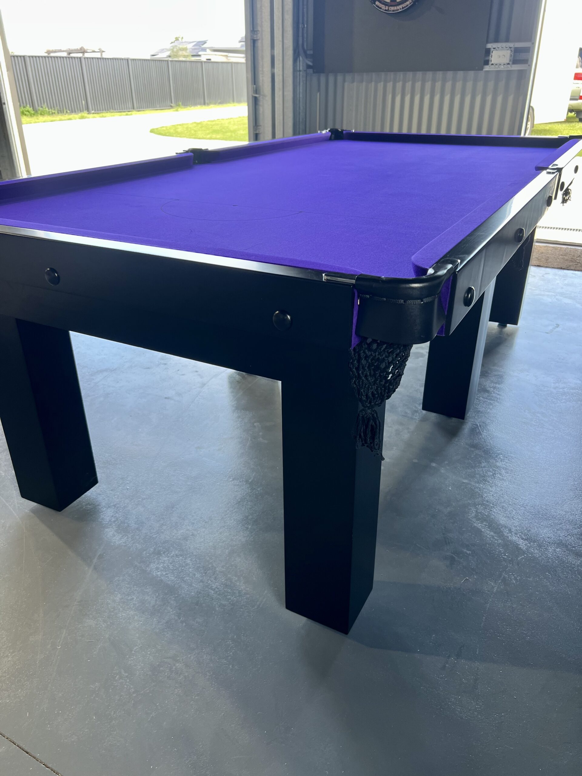 Standard Modern Black Pool Snooker Billiard Table 8ft Purple Felt 5 Standard Modern Black Pool Snooker Billiard Table 8ft Purple Felt - Image 5