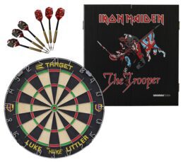 Target Luke 'The Nuke' Littler Dart Board + Winmau Iron Maiden Trooper Cabinet + Darts