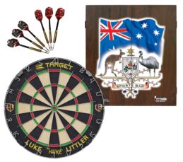 Target Luke 'The Nuke' Littler Dart Board + Formula Sports Bar Cabinet + Darts