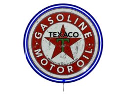 LARGE Texaco Gasoline Bar Garage Wall Light Sign Blue Neon