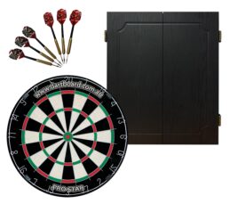 PRO STAR Bristle Dart Board + Shot Darts Quantum Cabinet + Darts Set