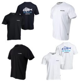 Shimano Gyotaku Fishing Tee Shirt Black & White Traditional Print Sizes S To 4XL