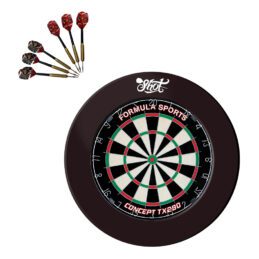Formula TX290 Bristle Dart Board + Shot Darts Black Surround + Darts Set