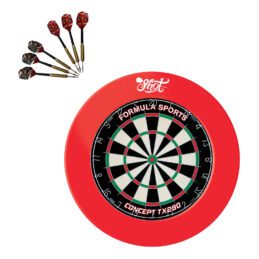 Formula TX290 Bristle Dart Board + Shot Darts Red Surround + Darts Set