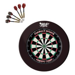 Formula TX290 Bristle Dart Board + Shot Darts 4 piece Surround + Darts Set