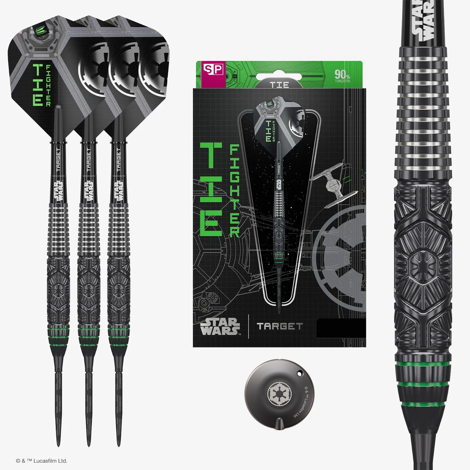 Target Star Wars Tie Fighter 90% Tungsten Swiss Point Steel Tip Darts  23-25g