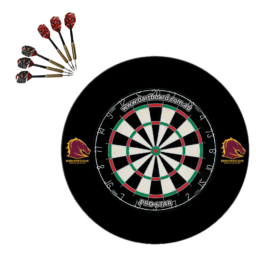 Pro Star Genuine Bristle Dart Board + Brisbane Broncos NRL Surround + Darts