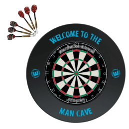 Pro Star Genuine Bristle Dart Board + Winmau Man Cave Surround + Darts