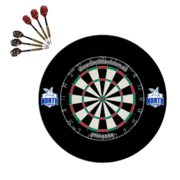 Pro Star Genuine Bristle Dart Board + North Melbourne Kangaroos AFL Surround + Darts