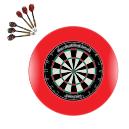 Pro Star Genuine Bristle Dart Board + Winmau Red Surround + Darts