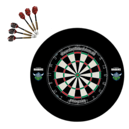 Pro Star Genuine Bristle Dart Board + Canberra Raiders NRL Surround + Darts