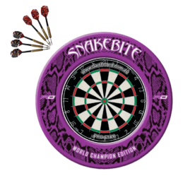 Pro Star Genuine Bristle Dart Board + Red Dragon Peter Wright Snakebite Surround + Darts