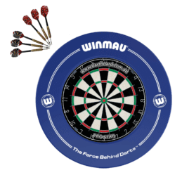 Pro Star Genuine Bristle Dart Board + Winmau Blue Print Surround + Darts