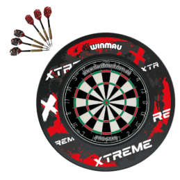 Pro Star Genuine Bristle Dart Board + Winmau Xtreme Retro Surround + Darts
