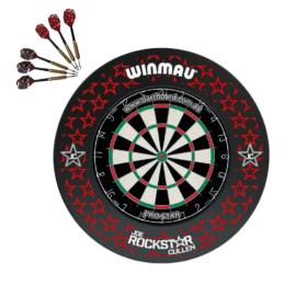 Pro Star Genuine Bristle Dart Board + Winmau Joe Cullen Rockstar Surround + Darts