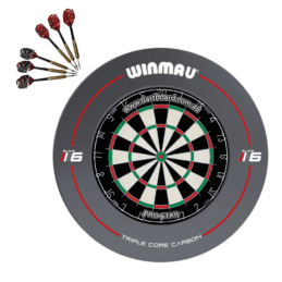 Pro Star Genuine Bristle Dart Board + Winmau Blade 6 Grey Surround + Darts