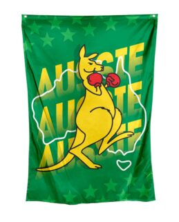 Australian Olympic Boxing Kangaroo Wall Flag Green Gold Supporter