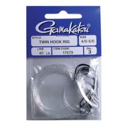 Gamakatsu Twin Hook Rig Black Snelled Premium Bait Fishing Rigs