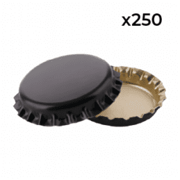 BrewMaster Crown Beer Bottle Caps 250 Pack Black Home Brewing