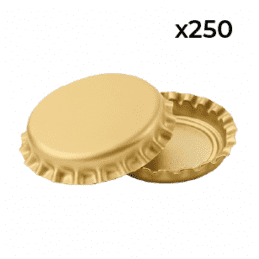 BrewMaster Crown Beer Bottle Caps 250 Pack Gold Home Brewing