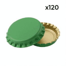 BrewMaster Crown Beer Bottle Caps 120 Pack Green Home Brewing