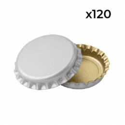 BrewMaster Crown Beer Bottle Caps 120 Pack Silver Home Brewing