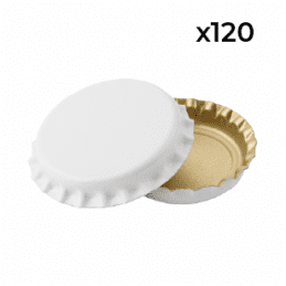 BrewMaster Crown Beer Bottle Caps 120 Pack White Home Brewing