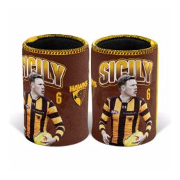James Sicily Hawthorn Hawks AFL Beer Can Bottle Cooler Stubby Holder