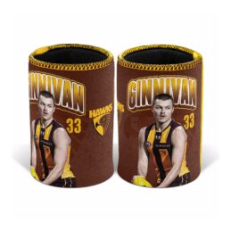 Jack Ginnivan Hawthorn Hawks AFL Beer Can Bottle Cooler Stubby Holder