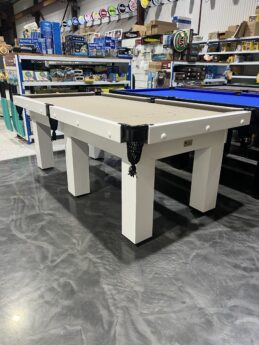 Standard Modern White Pool Snooker Billiard Table 7ft English Taupe Felt