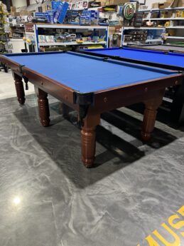 Standard Traditional Walnut Pool Snooker Billiard Table 8ft Slate Blue Felt