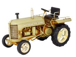 Olden Days Tractor Greige Metal Collectable - Cream 25x16x15.5cm
