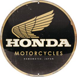 Nostalgic-Art Round Tin Sign Honda MC - Motorcycles Gold 35x35x0.5cm