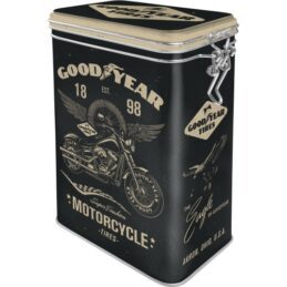 Nostalgic-Art Clip Top Storage Tin Goodyear - Motorcycle 7.5x11x17.5cm