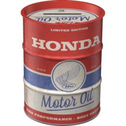 Honda German Made Tin Money Box Oil Barrel Shaped