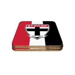 St Kilda Saints AFL 4 Pack Drink Coaster Set Bar Fan Merchandise
