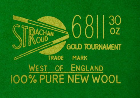 Strachan 6811 SpillGuard English Pool Cloth 8ft Olive Green - Pool Table Felt 57 Genuine Strachan Stroud 6811 Tournament reference marking