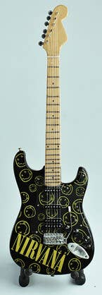 Nirvana Miniature Guitar Nirvana Smiley Miniature Guitar Display – Music Memorabilia Display