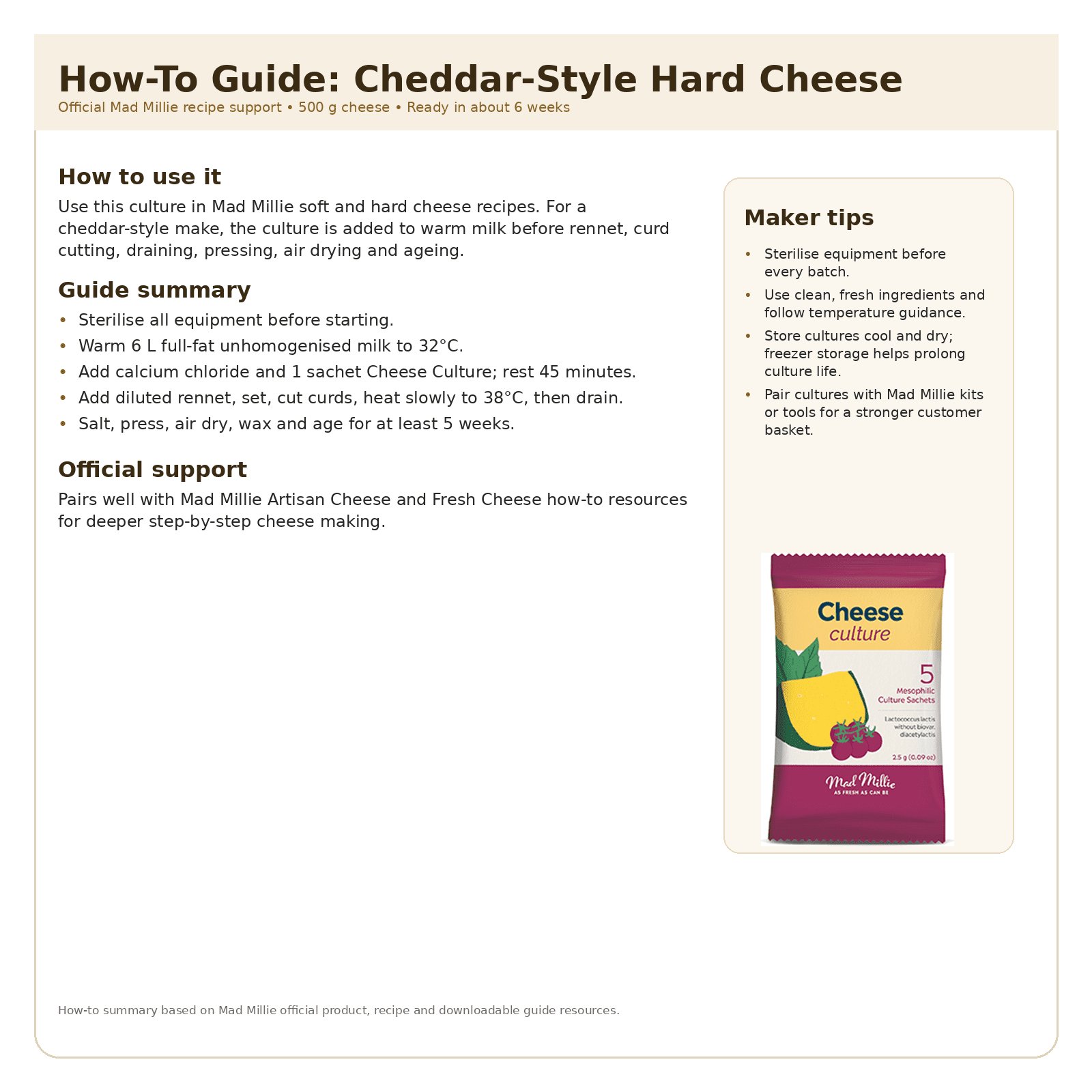 Mad Millie Cheese Culture - Mesophilic Starter for Soft & Hard Cheese 3 Mad Millie Cheese Culture - Mesophilic Starter for Soft & Hard Cheese - Image 3