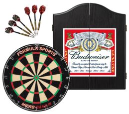 Micro Band III Dartboard + Budweiser Cabinet + FREE Darts