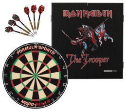 Micro Band III Dartboard + Iron Maiden The Trooper Cabinet + FREE Darts