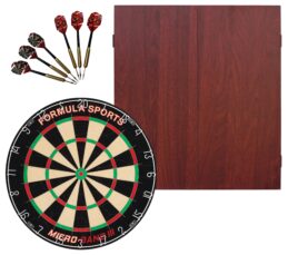 Micro Band III Dartboard + Formula Mahogany Cabinet + FREE Darts