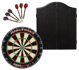 Micro Band III Dartboard + Red Dragon RD Deluxe Black Classic Cabinet + FREE Darts
