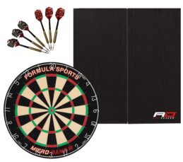 Micro Band III Dartboard + Red Dragon RD Deluxe Black Woodgrain Cabinet + FREE Darts