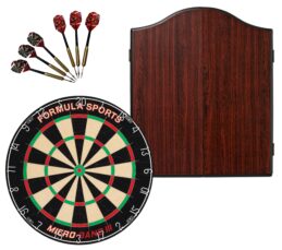 Micro Band III Dartboard + Winmau Rosewood Cabinet + FREE Darts