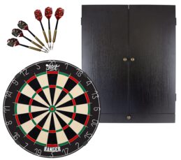 Shot Ranger Dartboard + Tex Darts Storage Drawer Cabinet + FREE Darts